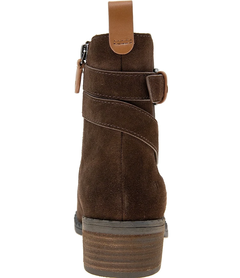 Gentle Souls Bolton Suede Buckled Strap Chelsea Booties