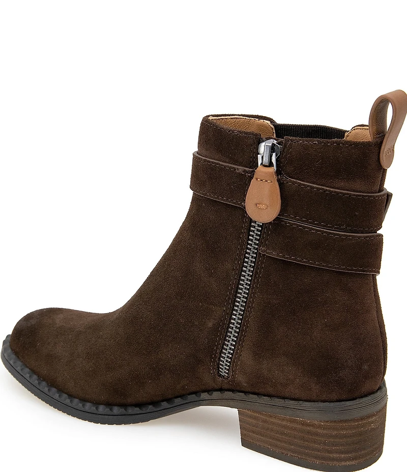Gentle Souls Bolton Suede Buckled Strap Chelsea Booties