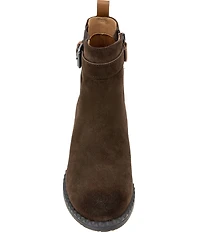 Gentle Souls Bolton Suede Buckled Strap Chelsea Booties