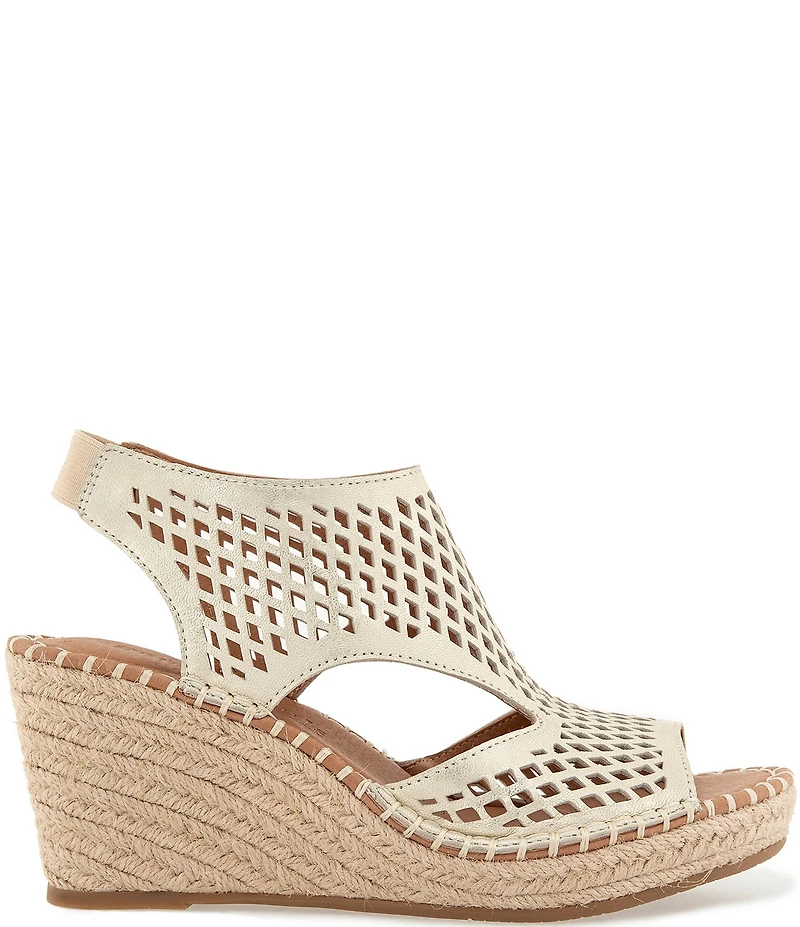 Gentle Souls Cody Perforated Leather Espadrille Wedge Sandals