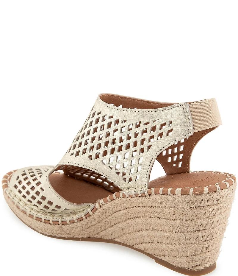 Gentle Souls Cody Perforated Leather Espadrille Wedge Sandals