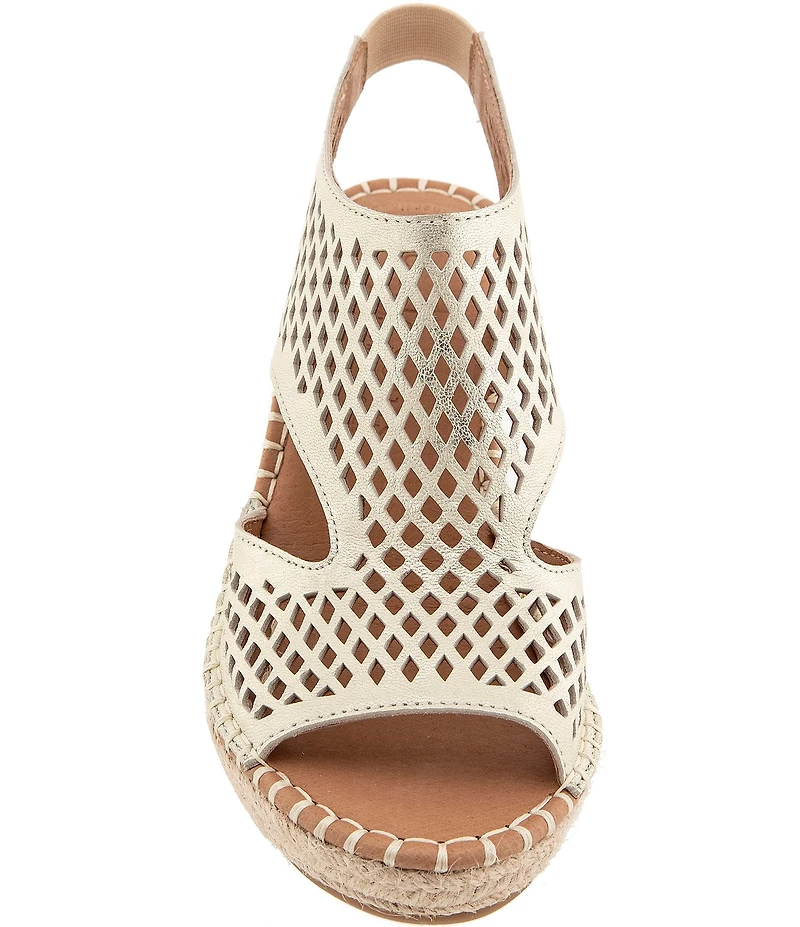 Gentle Souls Cody Perforated Leather Espadrille Wedge Sandals