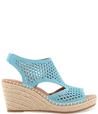 Gentle Souls Cody Perforated Suede Espadrille Wedge Sandals