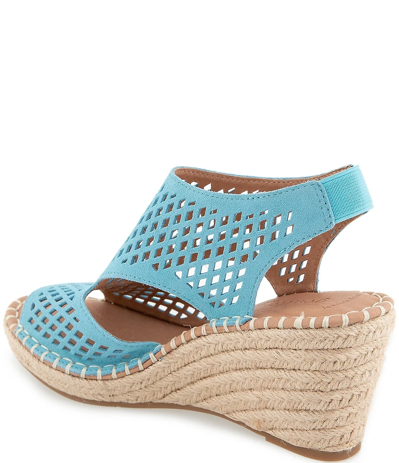 Gentle Souls Cody Perforated Suede Espadrille Wedge Sandals