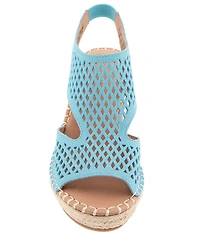 Gentle Souls Cody Perforated Suede Espadrille Wedge Sandals