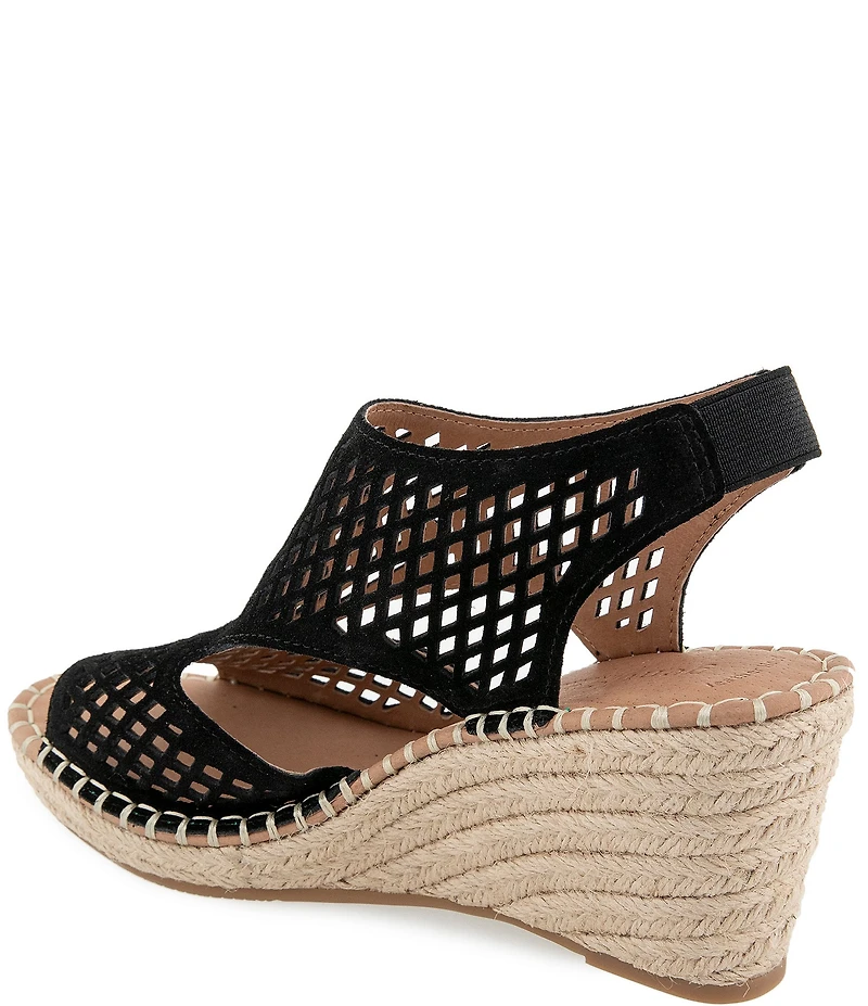 Gentle Souls Cody Perforated Suede Espadrille Wedge Sandals