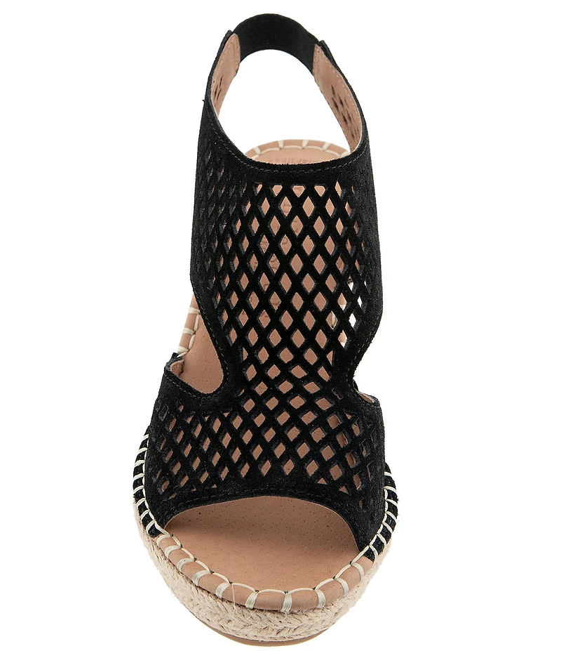 Gentle Souls Cody Perforated Suede Espadrille Wedge Sandals