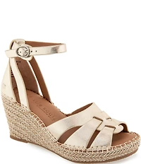 Gentle Souls Coolie Leather Ankle Strap Espadrille Wedge Sandals
