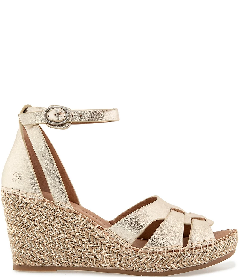 Gentle Souls Coolie Leather Ankle Strap Espadrille Wedge Sandals