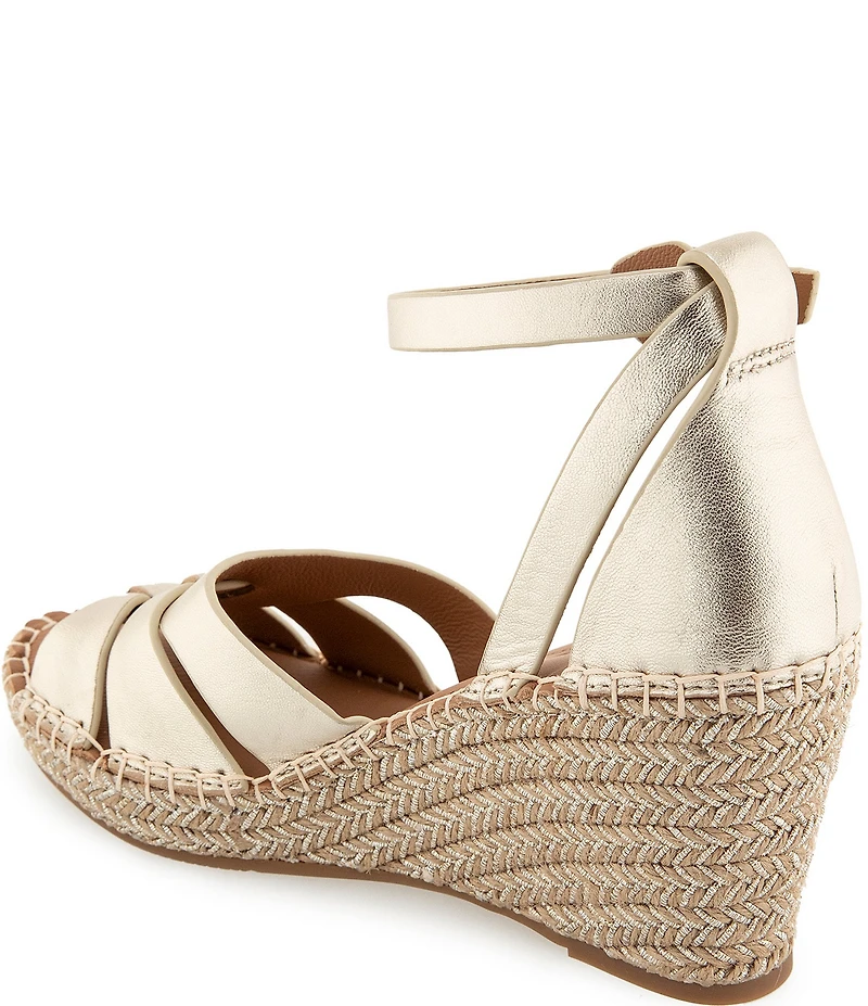 Gentle Souls Coolie Leather Ankle Strap Espadrille Wedge Sandals
