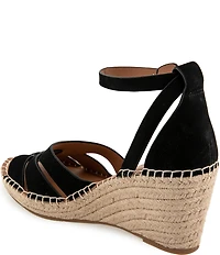 Gentle Souls Coolie Nubuck Suede Ankle Wrap Espadrille Wedge Sandals