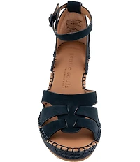 Gentle Souls Coolie Nubuck Suede Ankle Wrap Espadrille Wedge Sandals