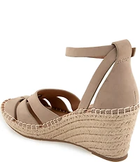 Gentle Souls Coolie Nubuck Suede Ankle Wrap Espadrille Wedge Sandals