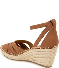 Gentle Souls Coolie Nubuck Suede Ankle Wrap Espadrille Wedge Sandals