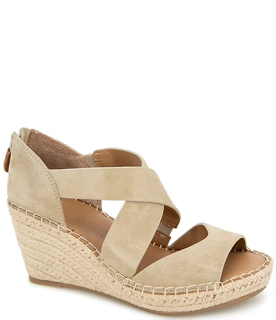 Gentle Souls Corinne Suede Platform Wedge Espadrille Sandals