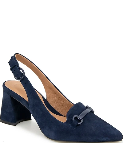 Gentle Souls Dionne Slingback Suede Bit Buckle Block Heel Pumps