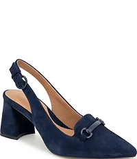 Gentle Souls Dionne Slingback Suede Bit Buckle Block Heel Pumps