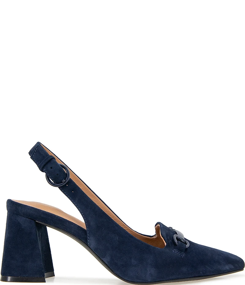 Gentle Souls Dionne Slingback Suede Bit Buckle Block Heel Pumps