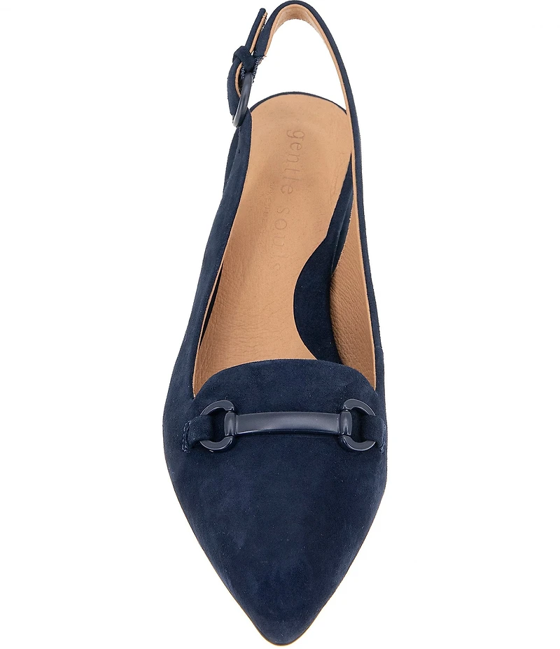 Gentle Souls Dionne Slingback Suede Bit Buckle Block Heel Pumps