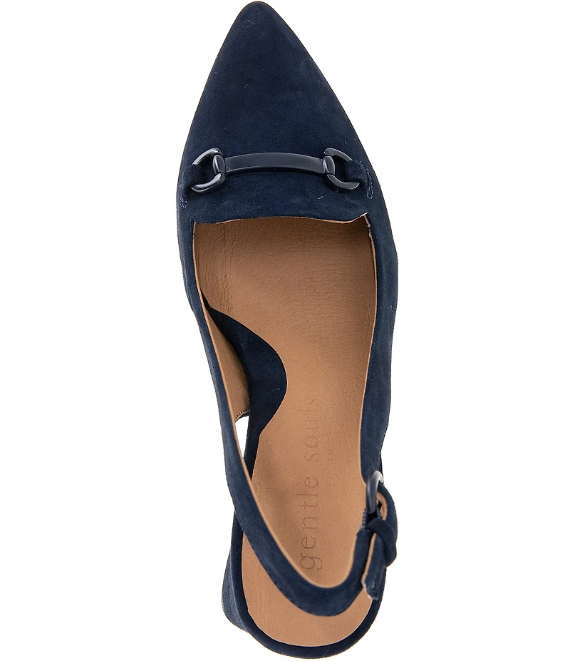 Gentle Souls Dionne Slingback Suede Bit Buckle Block Heel Pumps