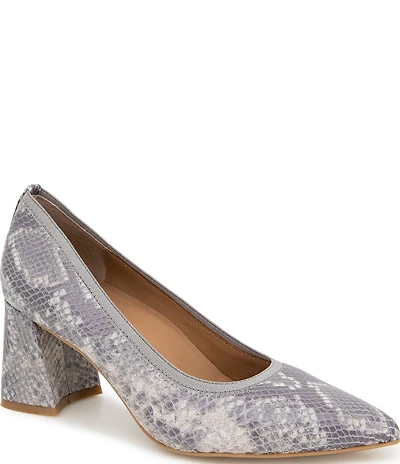 Gentle Souls Dionne Snake Print Leather Block Heel Pumps