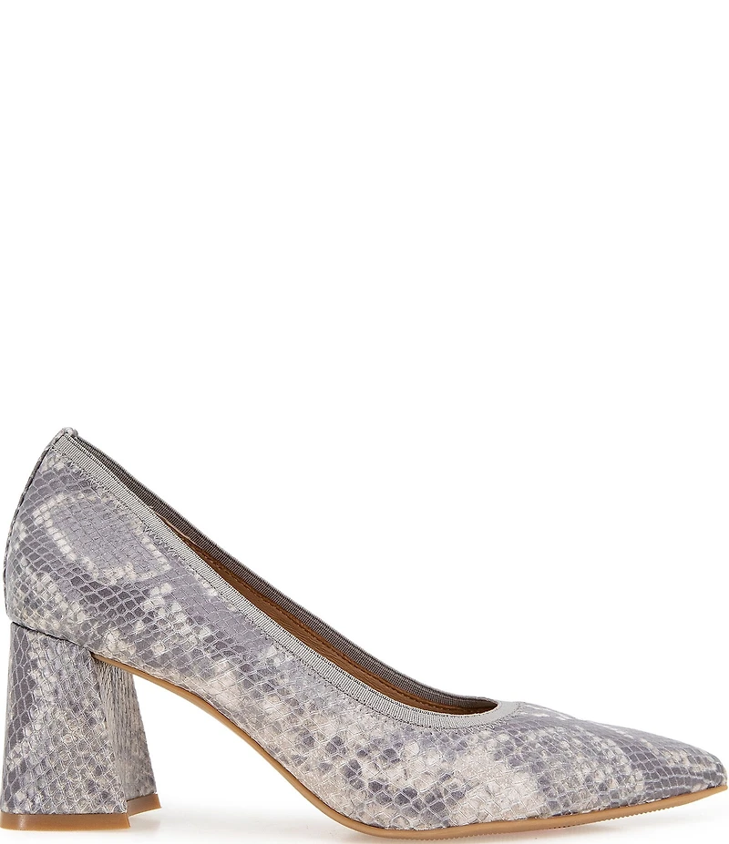 Gentle Souls Dionne Snake Print Leather Block Heel Pumps