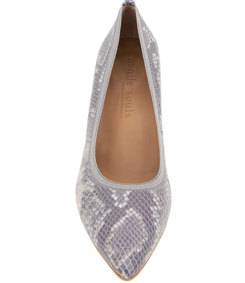 Gentle Souls Dionne Snake Print Leather Block Heel Pumps