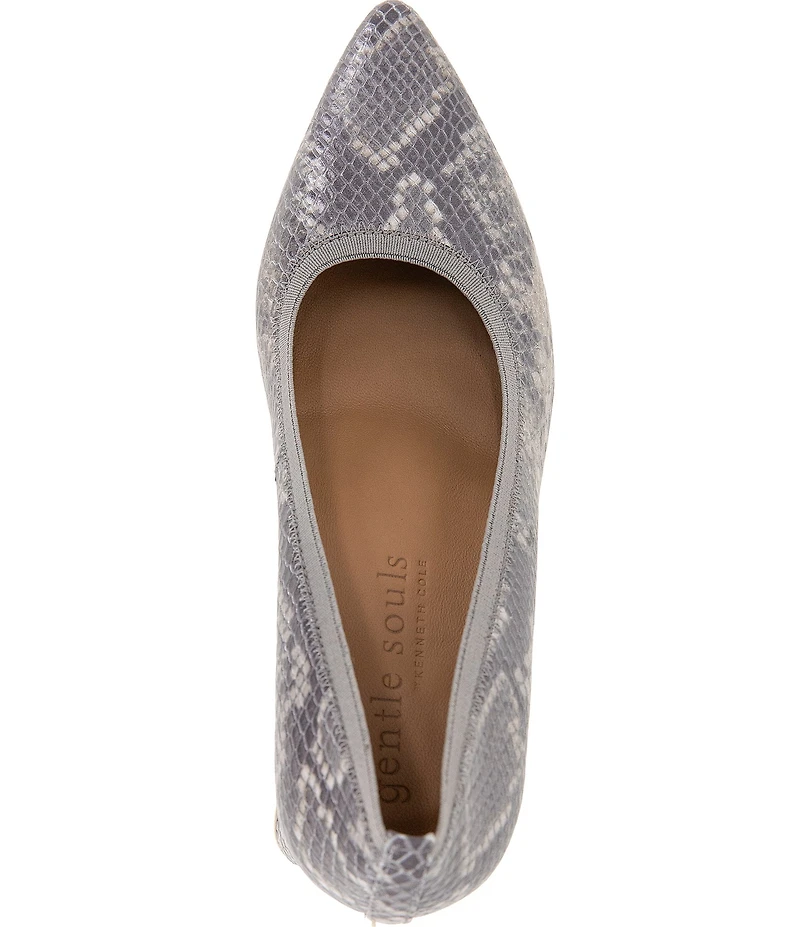 Gentle Souls Dionne Snake Print Leather Block Heel Pumps