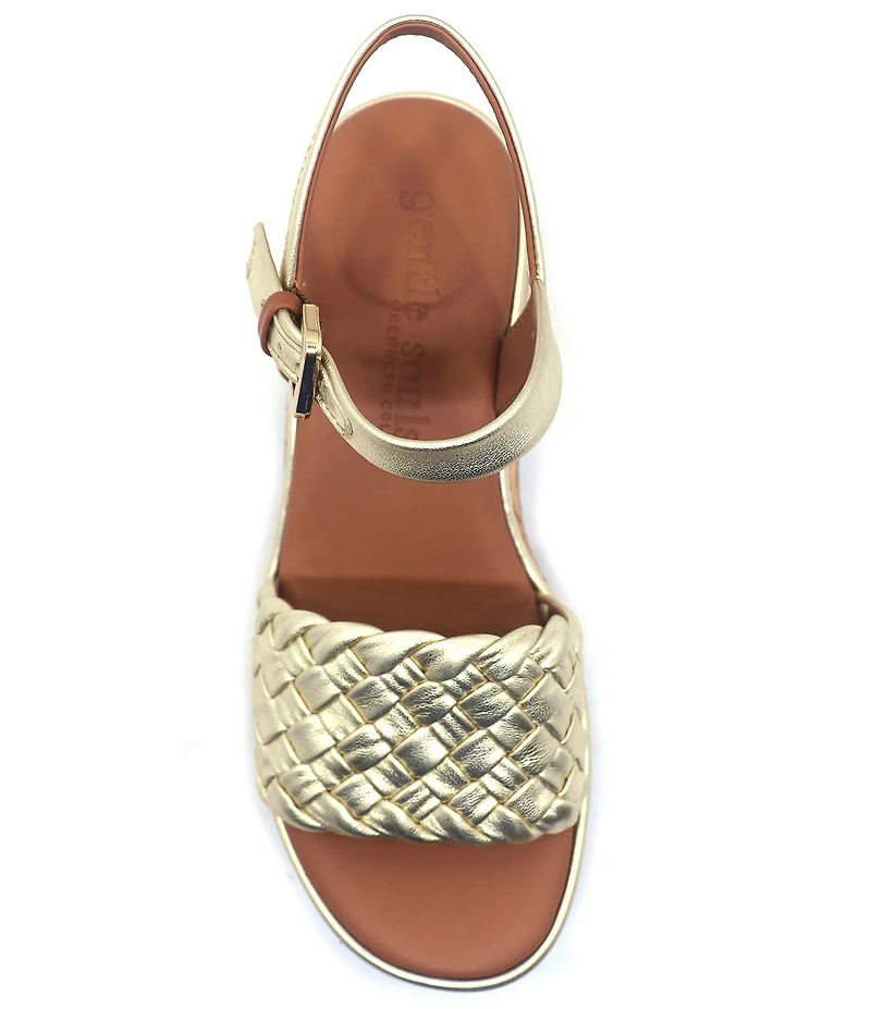 Gentle Souls Dorris Woven Leather Cork Platform Wedge Sandals