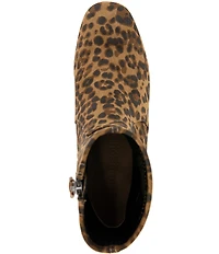 Gentle Souls Elly Leopard Print Stretch Suede Booties