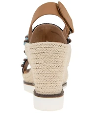 Gentle Souls Evora 2 Leather Ornament Detail Espadrille Wedge Sandals