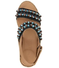 Gentle Souls Evora 2 Leather Ornament Detail Espadrille Wedge Sandals