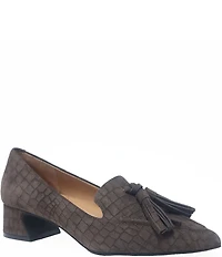 Gentle Souls Glova Croco Embossed Suede Tassel Loafer Pumps