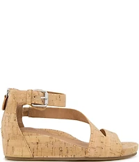 Gentle Souls Gwen Cork Asymmetric Strap Wedge Sandals
