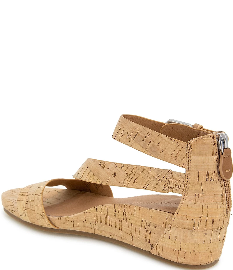 Gentle Souls Gwen Cork Asymmetric Strap Wedge Sandals