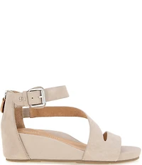 Gentle Souls Gwen Nubuck Suede Asymmetric Strap Wedge Sandals
