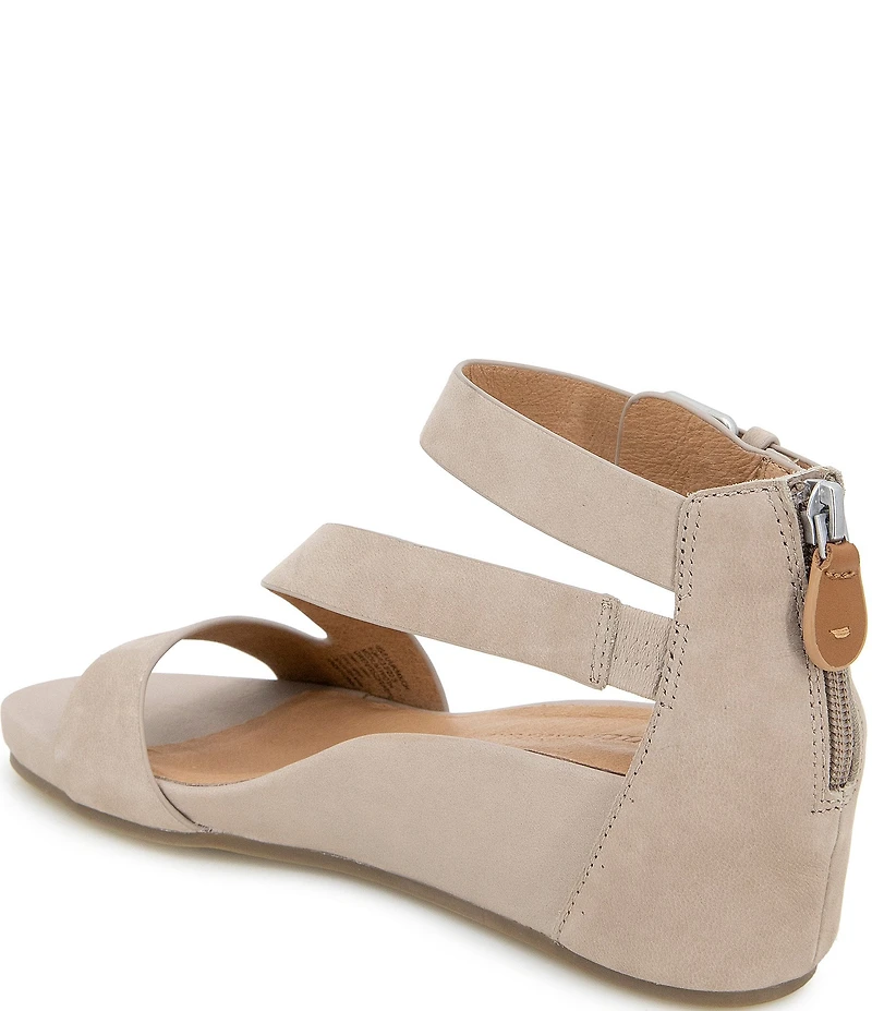 Gentle Souls Gwen Nubuck Suede Asymmetric Strap Wedge Sandals
