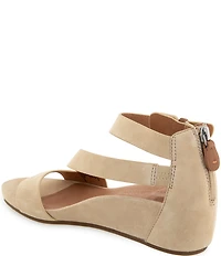 Gentle Souls Gwen Suede Asymmetric Strap Wedge Sandals