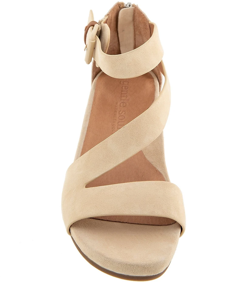 Gentle Souls Gwen Suede Asymmetric Strap Wedge Sandals