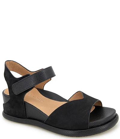 Gentle Souls Jalleen Nubuck Suede and Leather Platform Wedge Sandals