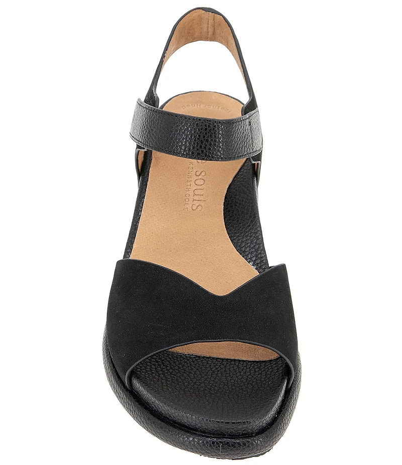 Gentle Souls Jalleen Nubuck Suede and Leather Platform Wedge Sandals