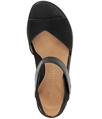 Gentle Souls Jalleen Nubuck Suede and Leather Platform Wedge Sandals