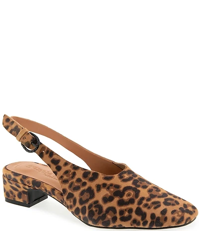 Gentle Souls Kellis Leopard Print Suede Slingback Pumps
