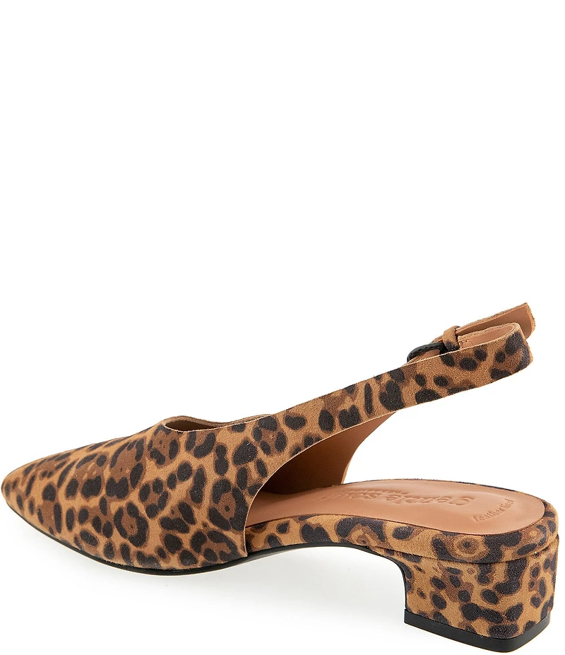 Gentle Souls Kellis Leopard Print Suede Slingback Pumps