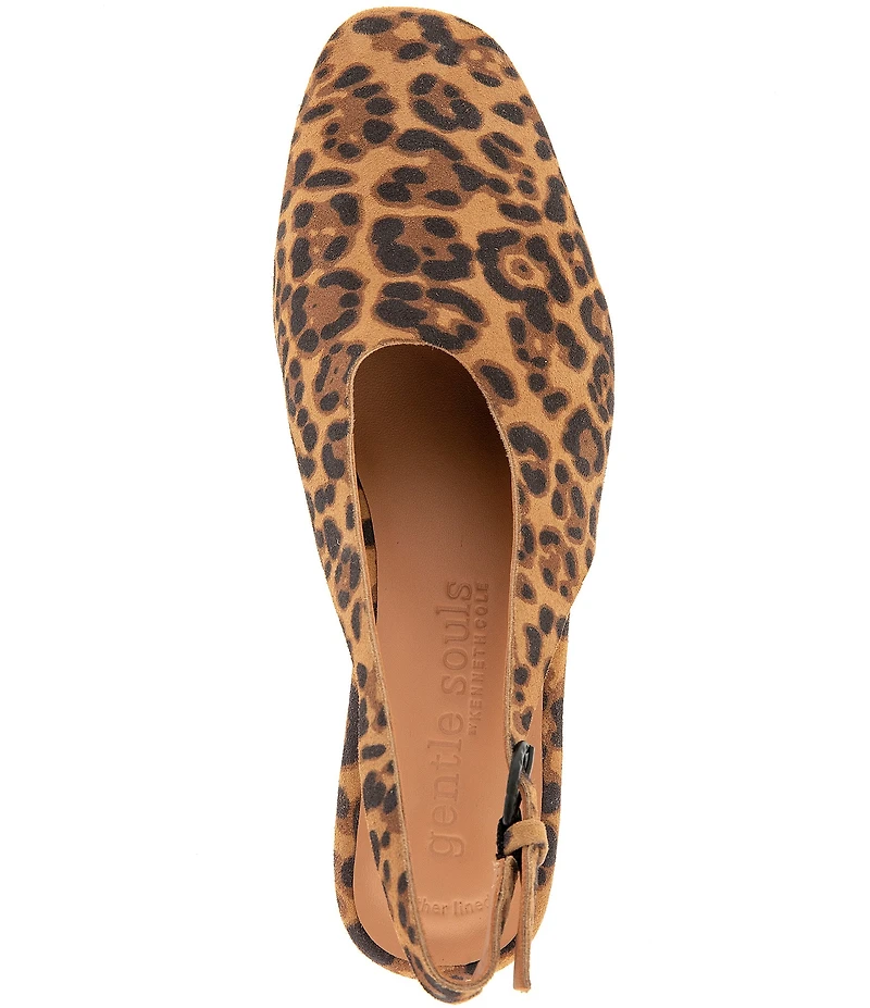 Gentle Souls Kellis Leopard Print Suede Slingback Pumps