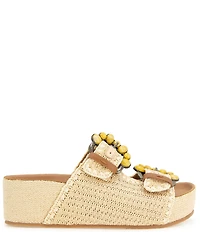 Gentle Souls Kendall Raffia Embellsihed Buckle Platform Sandals