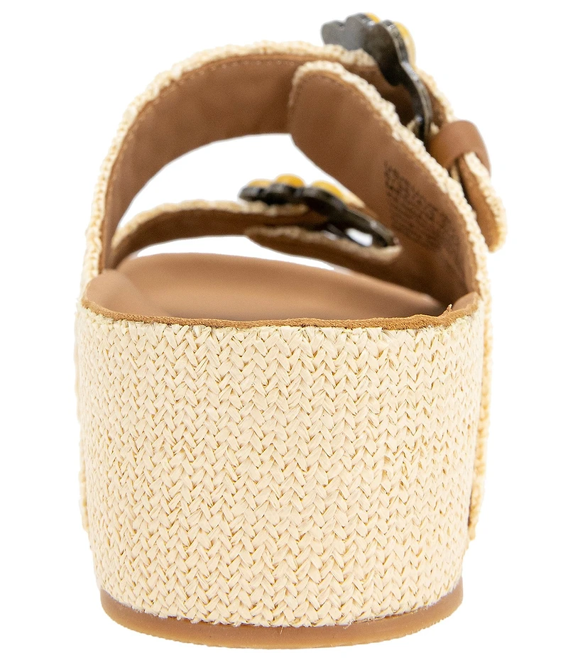 Gentle Souls Kendall Raffia Embellsihed Buckle Platform Sandals