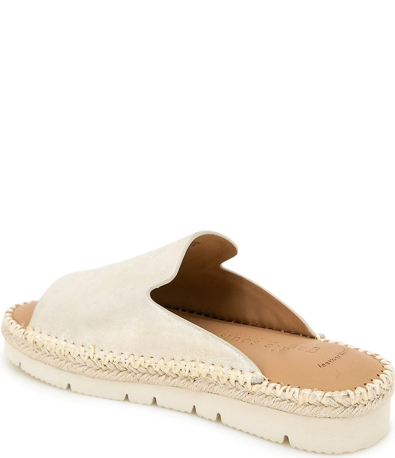 Gentle Souls Leilani Metallic Leather Espadrille Platform Slide Sandals