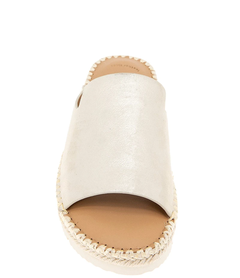 Gentle Souls Leilani Metallic Leather Espadrille Platform Slide Sandals