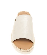Gentle Souls Leilani Metallic Leather Espadrille Platform Slide Sandals